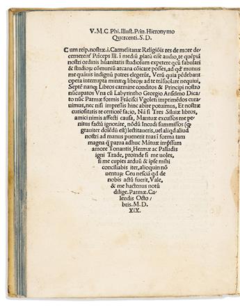 Vincentius Mantuanus [aka Vincenzo Barsio] (c. 1490-1529) Silvia Alba Labyrinthus.